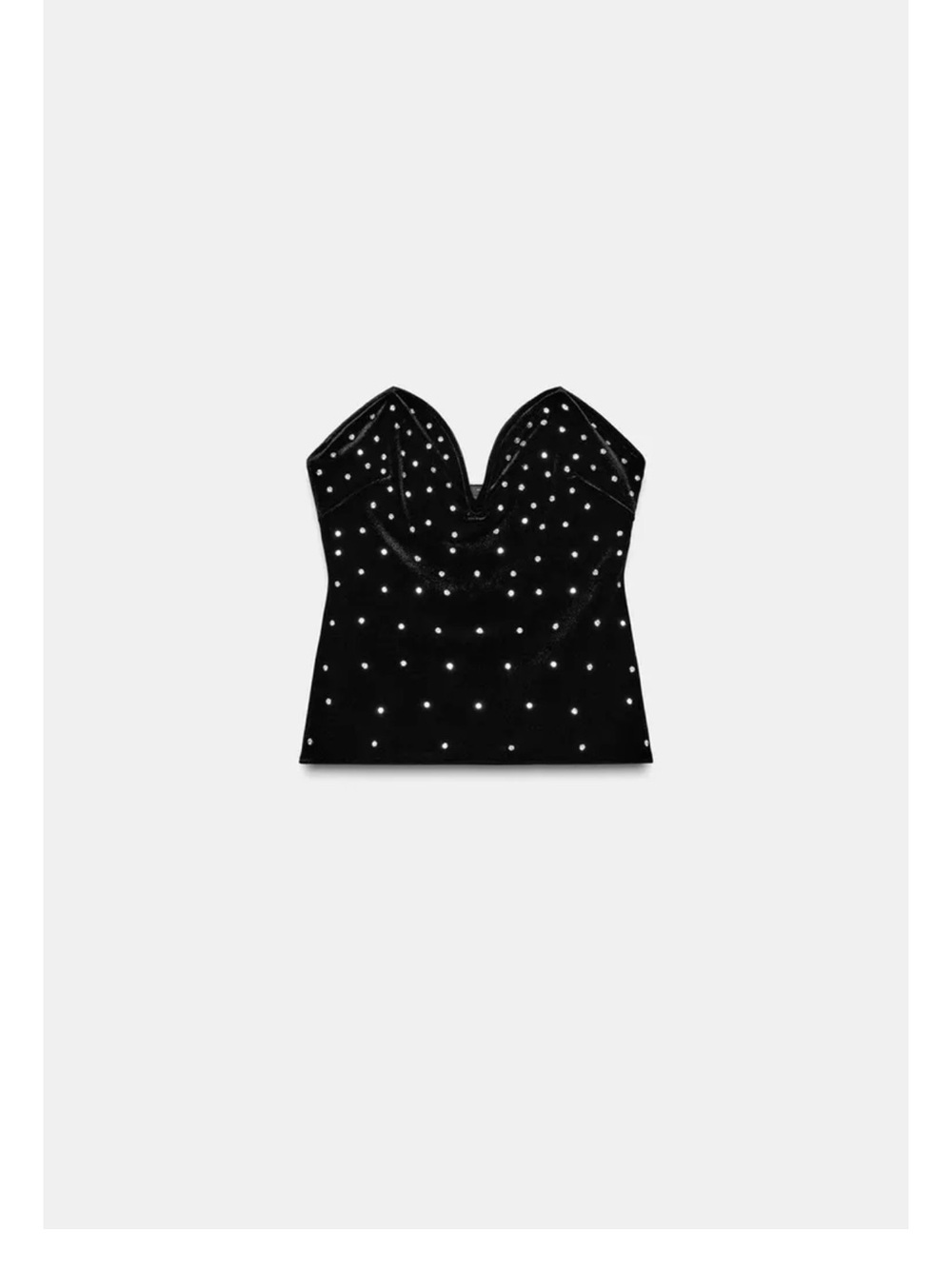 Zara Black Strapless Studded Velvet Bustier Top